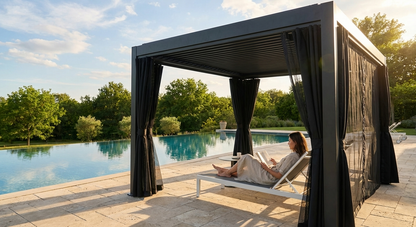 Black mosquito net and sidewalls for gazebo outdoor use - product detail