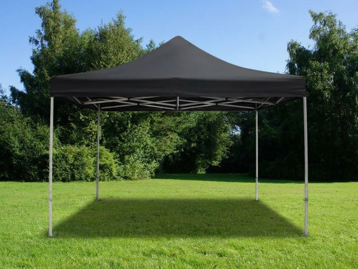 Black pop-up gazebo 4x4 m, flame retardant aluminium frame for outdoor events