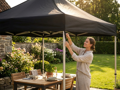 Black gazebo roof cover, flame retardant and waterproof - view 3