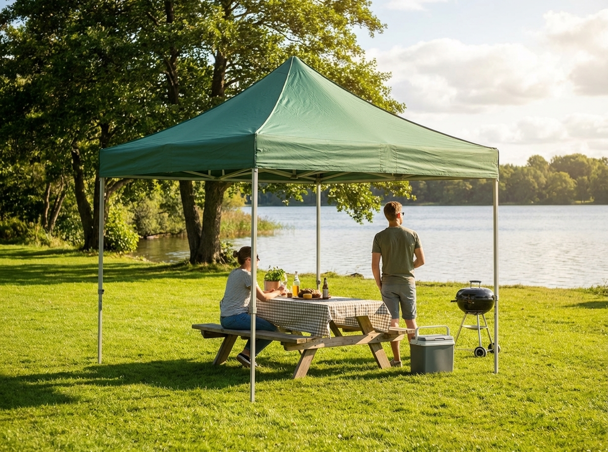 Green pop up gazebo 3x3m with a steel frame for outdoor use - view 3