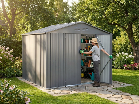Aluminium Grey Garden Shed 2.77x1.91m for Outdoor Use