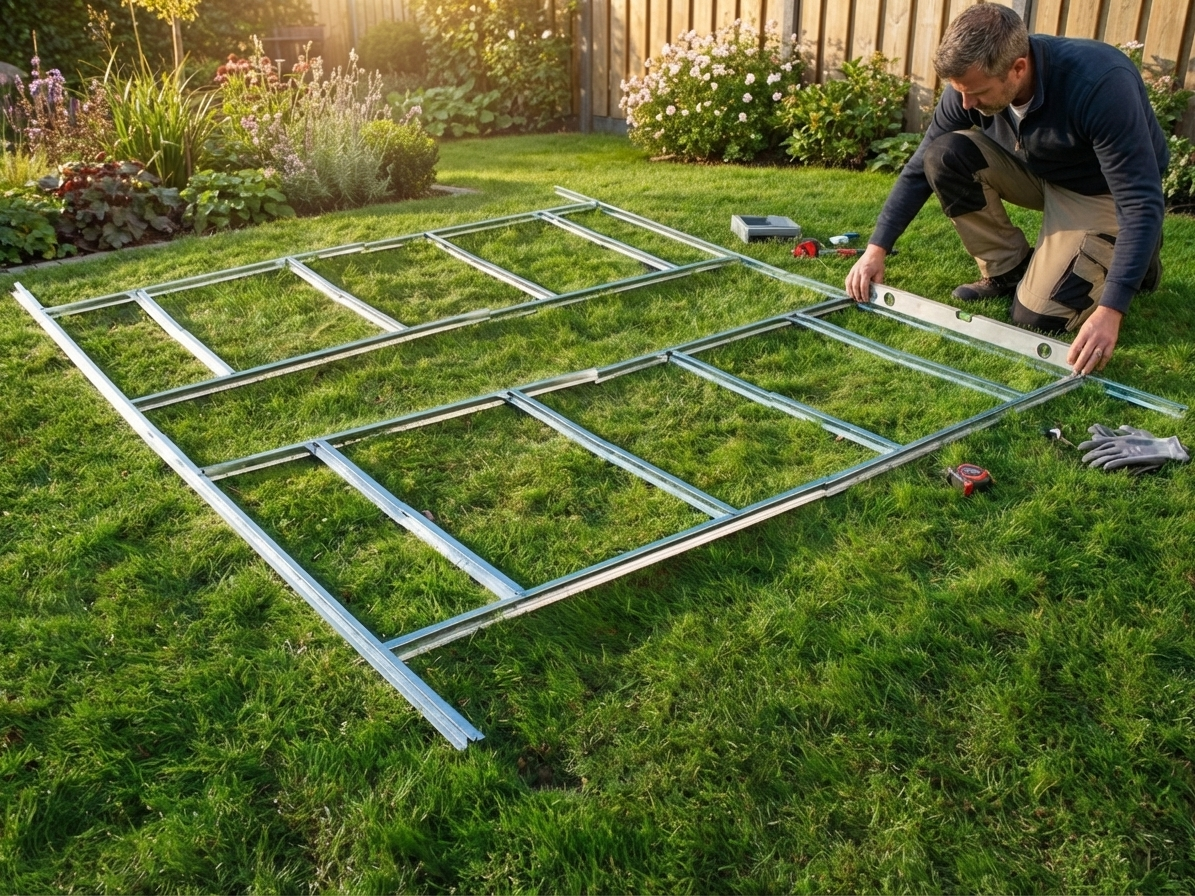 Steel floor frame for garden shed, silver, 3.4x3.82 m - product detail