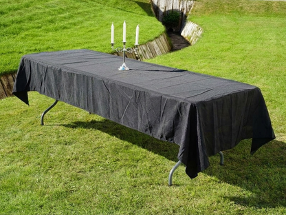 Black polyester tablecloth 244x76x20 cm for event use - product detail