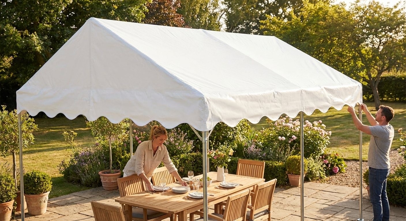 White PVC marquee roof cover 4x6 m for outdoor events
