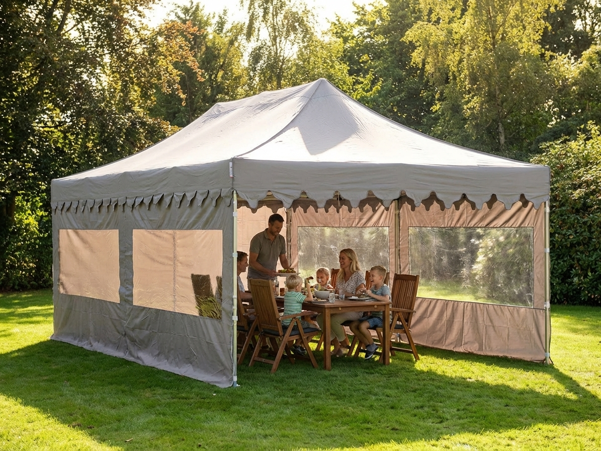 Pop up gazebo 4x8m in latte with steel frame for outdoor events - product detail