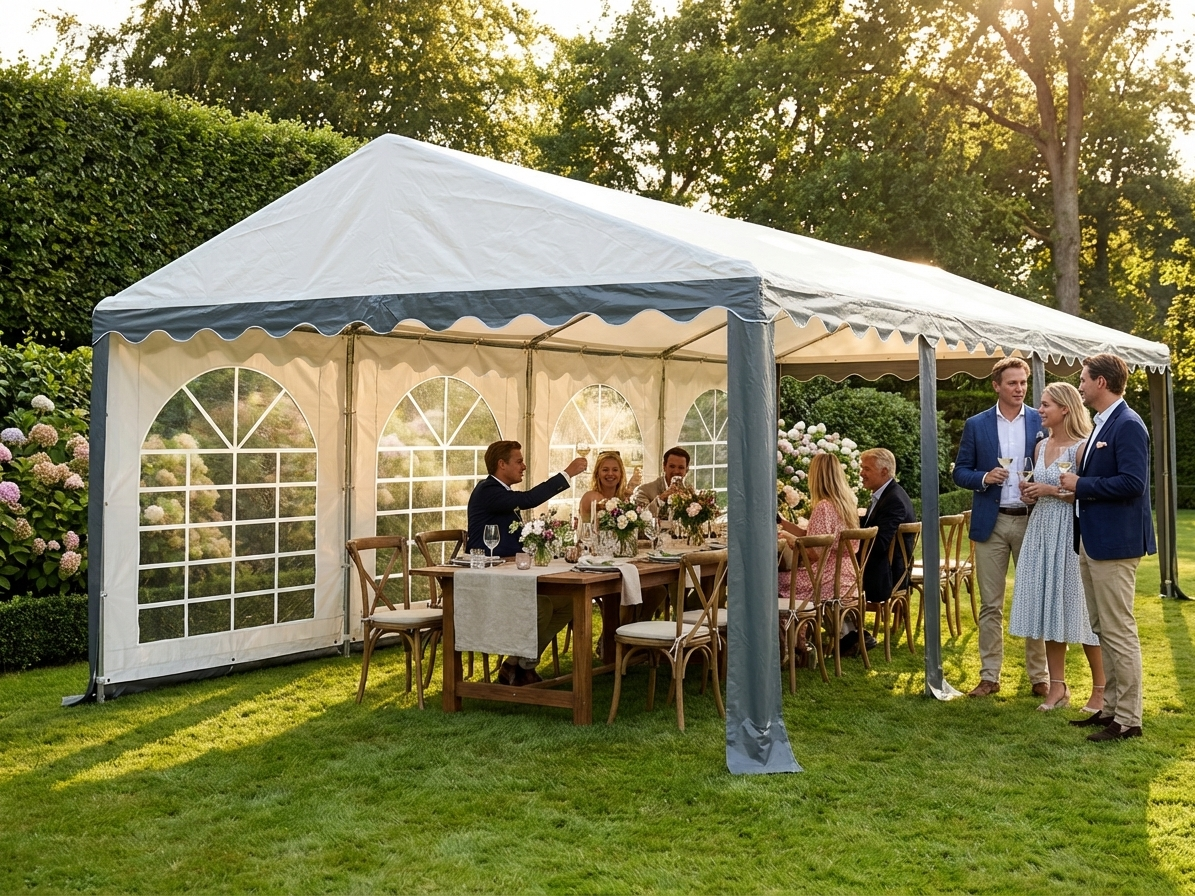 PVC Marquee 3x6 m Grey/White for Outdoor Events