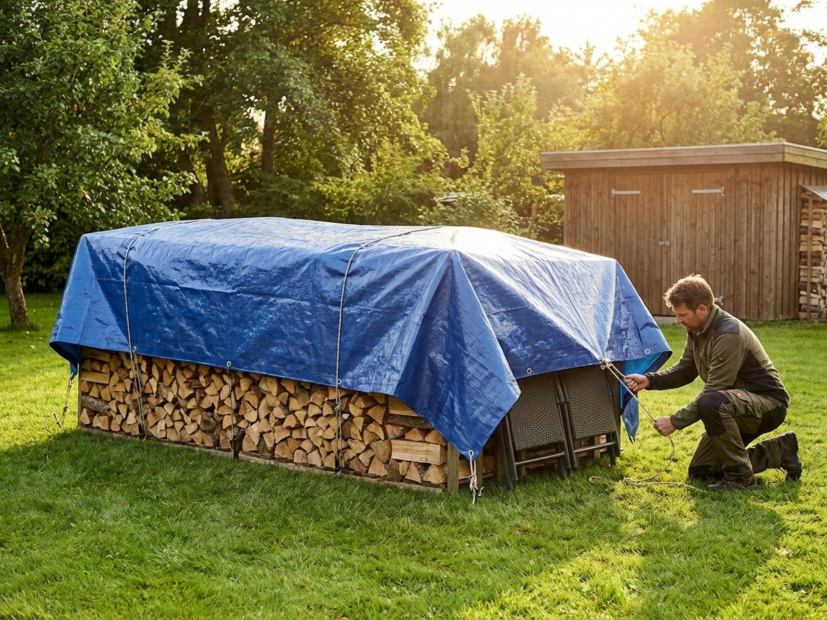 Blue tarpaulin 8x10 m for outdoor protection