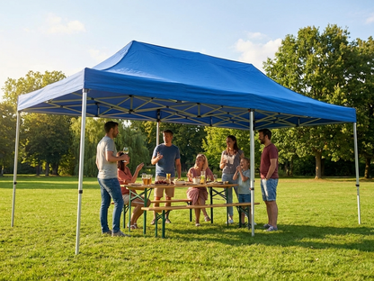 Blue pop-up gazebo 4x8 m with aluminium frame for outdoor events