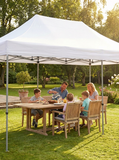 White pop-up gazebo 4x6 m with steel frame for outdoor events - product detail