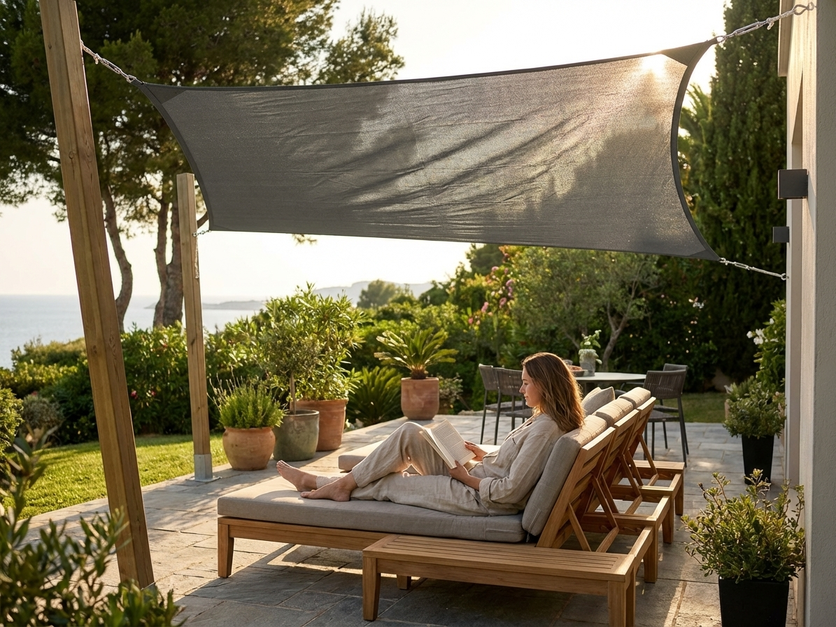 Anthracite sun shade sail 3.6x3.6m for outdoor use - view 3