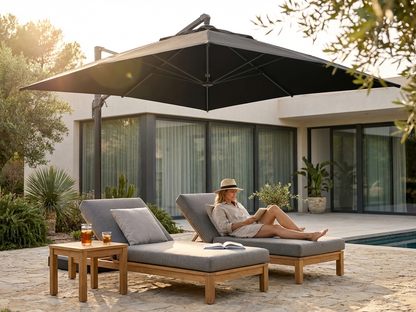 Black cantilever parasol with aluminium frame - view 3