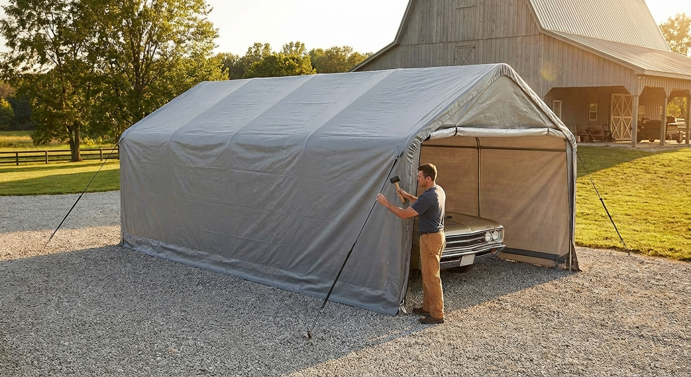 PVC Roof Cover for Portable Garage, Grey, 3.3x6 m