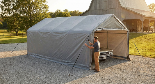 PVC Roof Cover for Portable Garage, Grey, 3.3x6 m