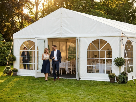 White PVC endwall with large window and wide door, flame retardant - product detail