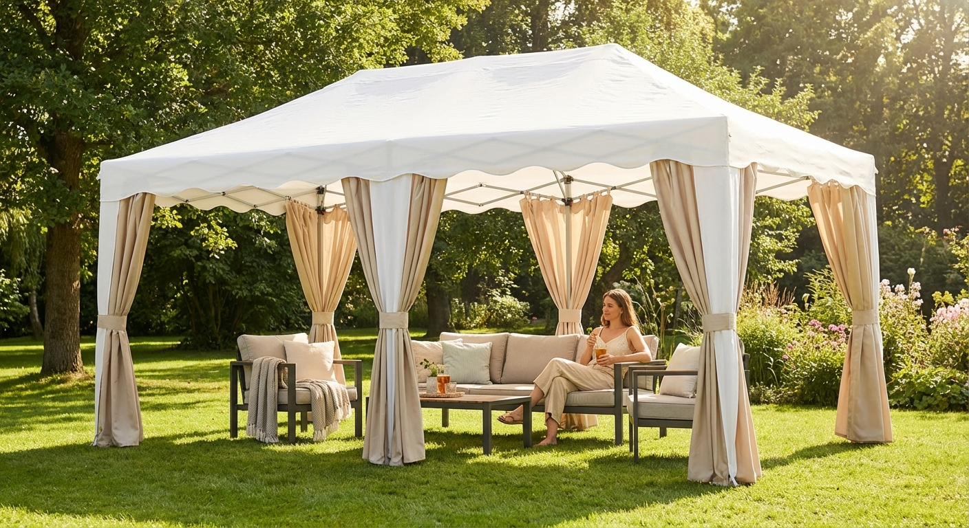 Pop up gazebo 3x6m white aluminium for outdoor events