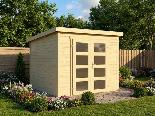 Natural Wooden Shed made from Nordic Spruce for garden storage