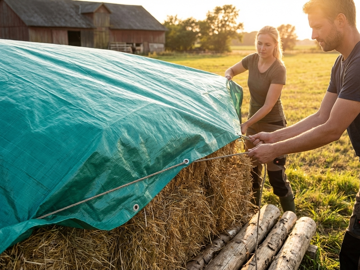 Green tarpaulin 10x20 m for outdoor use, PE material - view 3