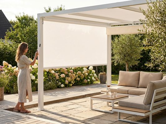 White sidewall screen for pergola gazebo