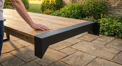 Grey steel table leg with powder coated finish - product detail