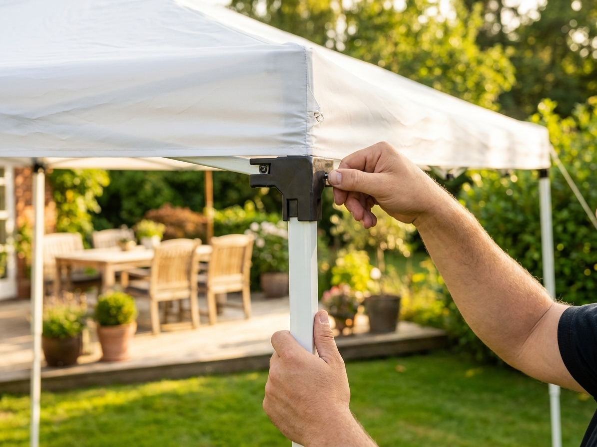 Black corner leg top fitting made of plastic for indoor and outdoor use - product detail