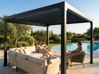 Bioclimatic Pergola Gazebo 4x4 m Black in Garden