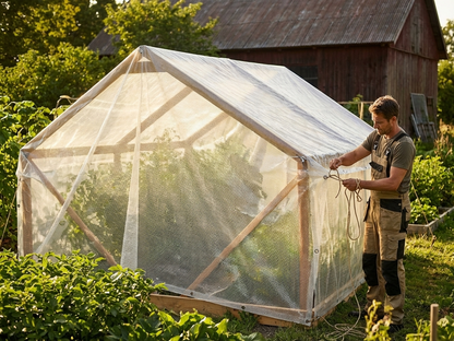 Clear tarpaulin 8x12 meters, net reinforced PE, outdoor cover - view 3