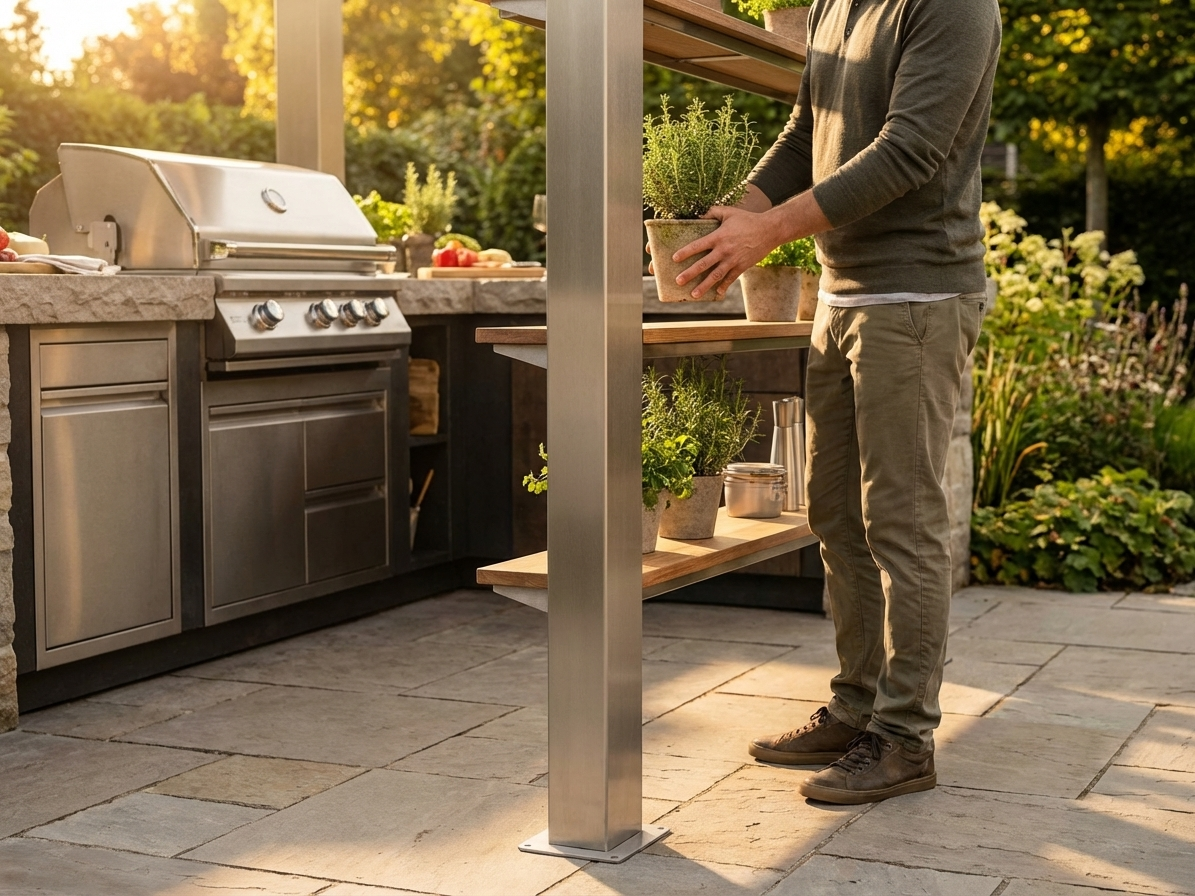 Galvanised steel pillar 1140 mm silver for industrial use