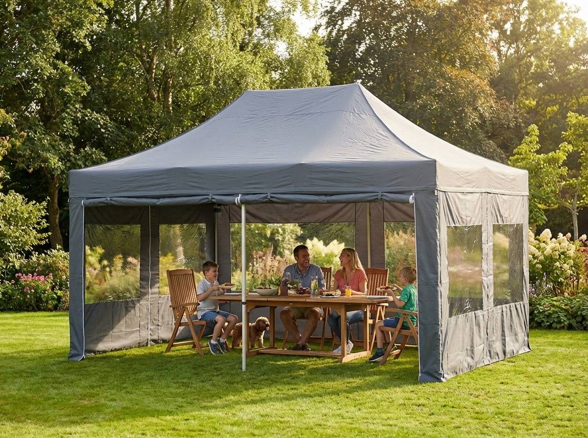 Grey pop-up gazebo with aluminium frame, perfect for outdoor events - view 3