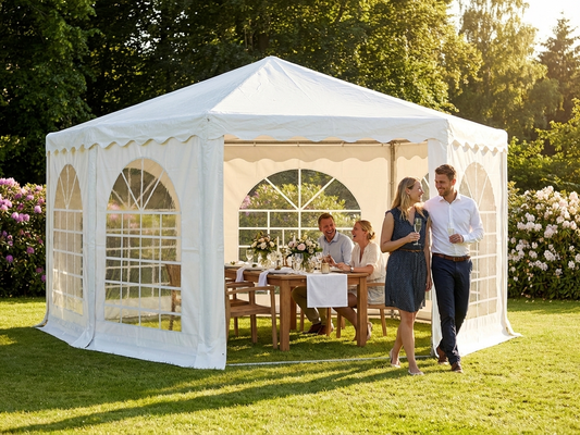 5x5m White PVC Pagoda Marquee with Galvanised Steel Frame