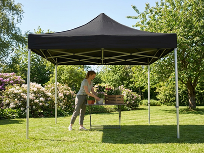 Black pop-up gazebo 4x4m, flame retardant steel, outdoor events - product detail