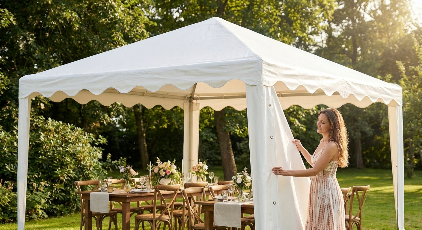 White 3x3m marquee roof cover for outdoor events - view 3