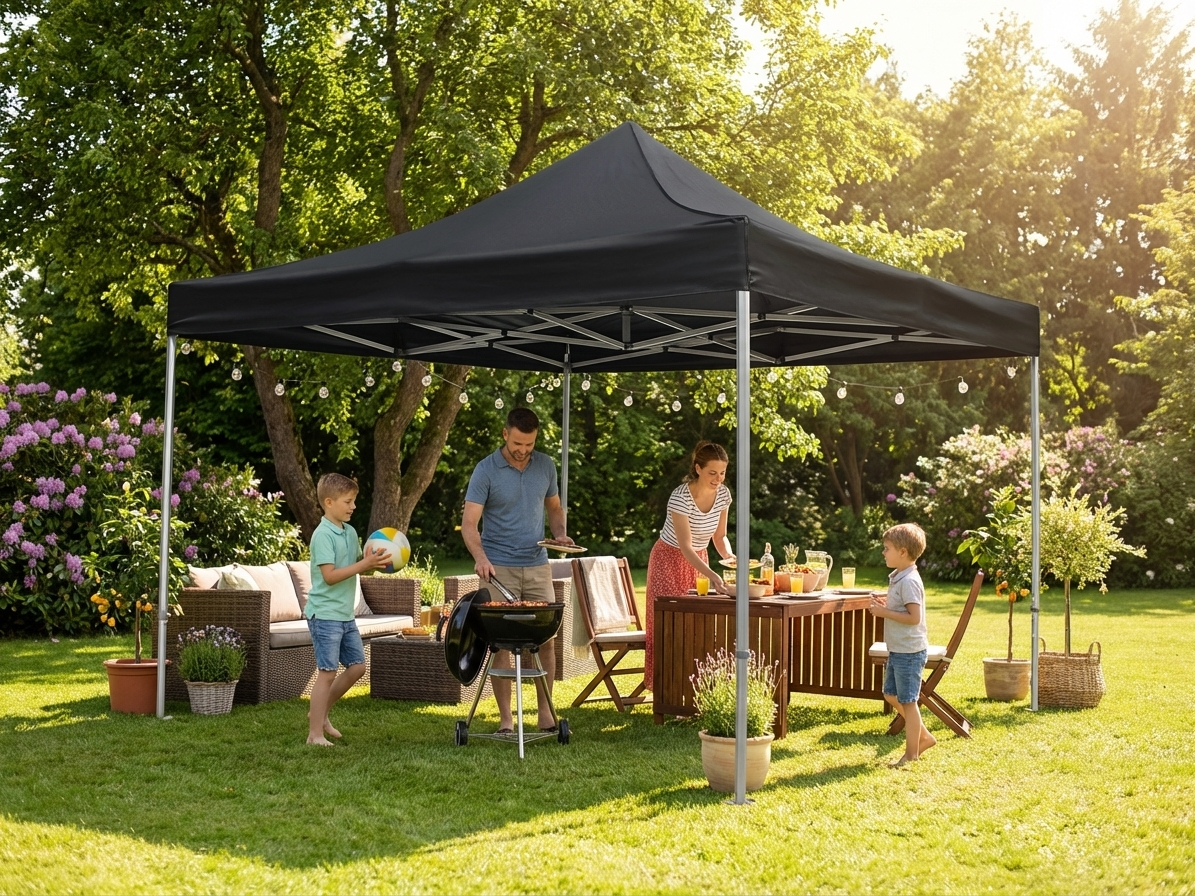 Pop Up Gazebo 4x4 m Black Outdoor Shelter - product detail