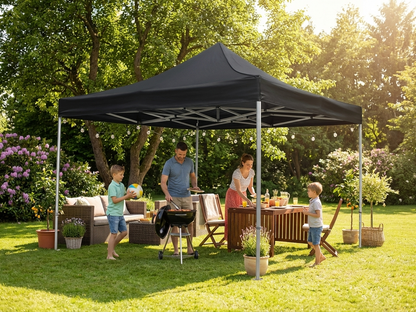 Pop Up Gazebo 4x4 m Black Outdoor Shelter - product detail