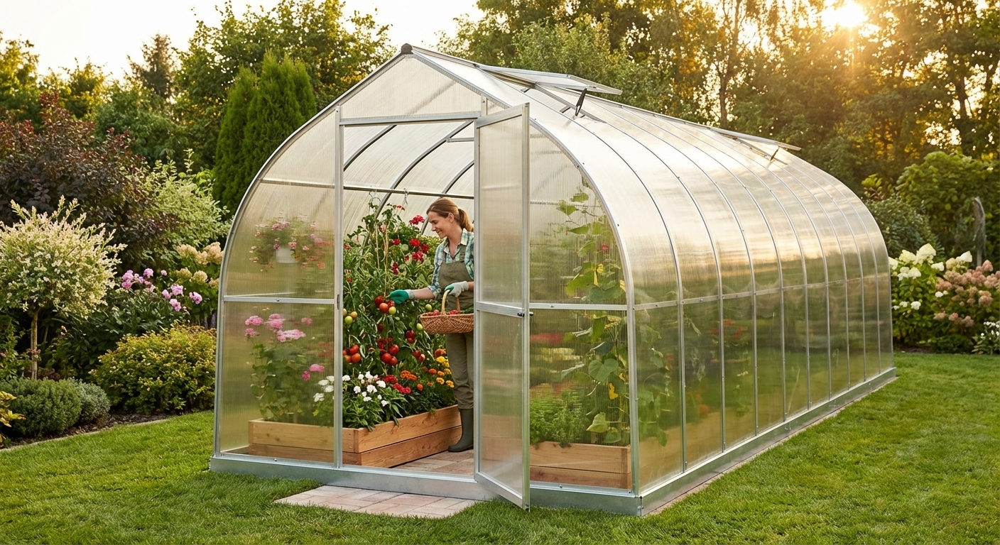 Greenhouse Polycarbonate 3x12m Silver for Domestic and Commercial Use - view 3