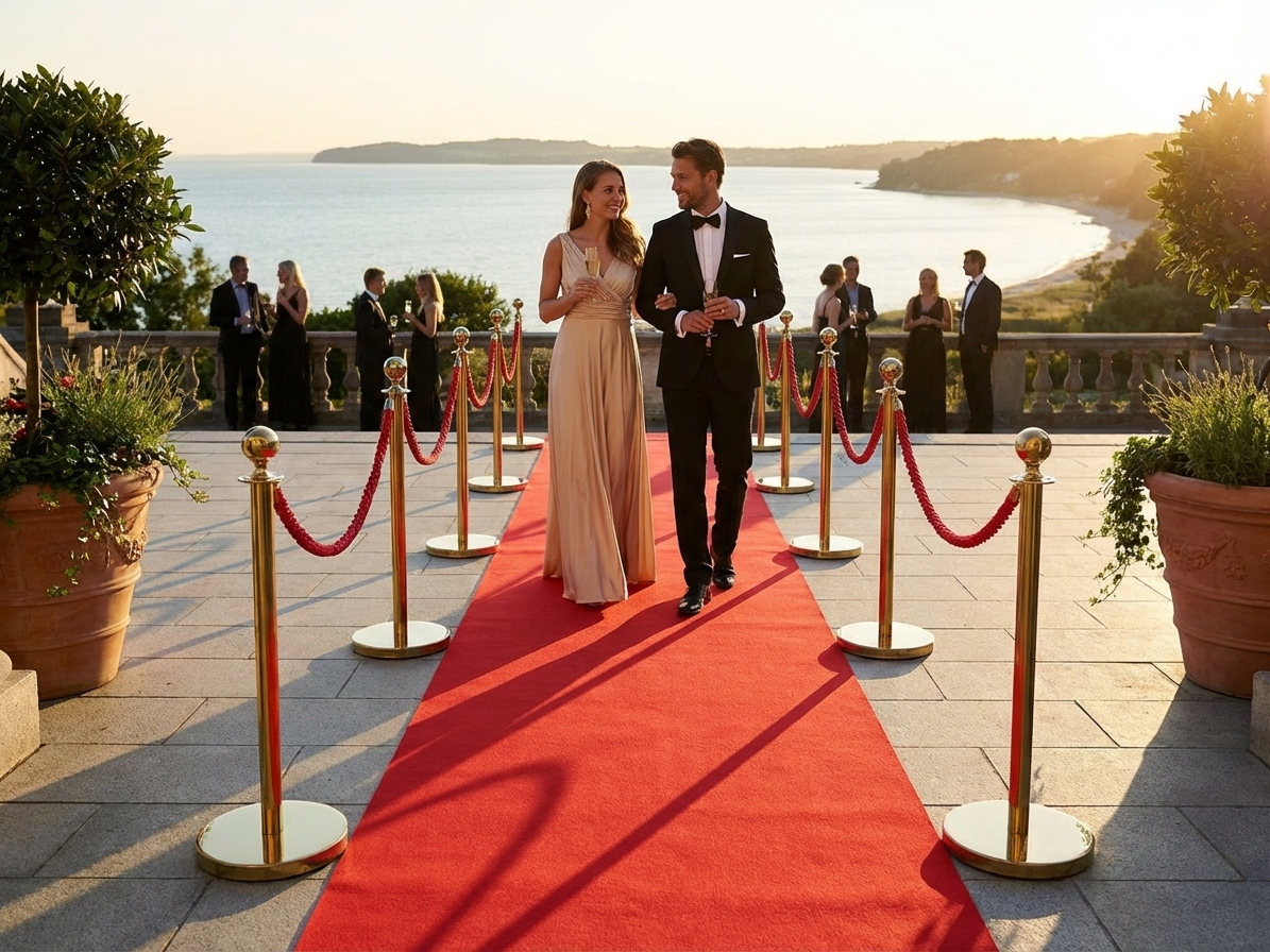 Red carpet runner made from deco felt with anti-slip rubber backing for event use