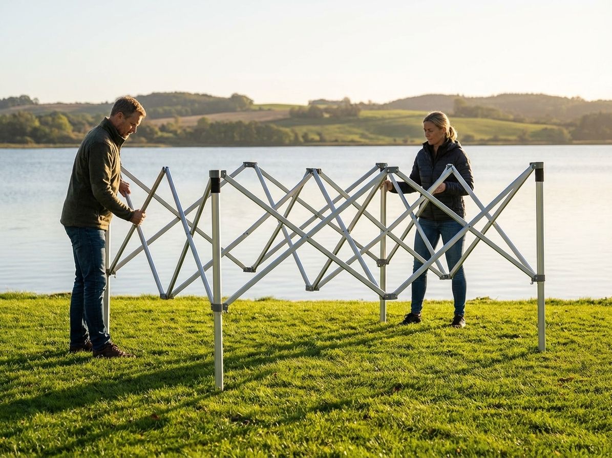 Silver aluminium gazebo frame with adjustable height for commercial use - product detail
