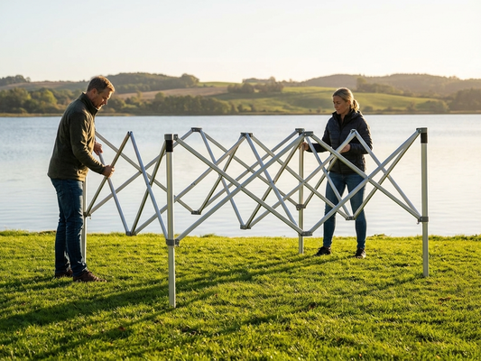 Silver aluminium gazebo frame with adjustable height for commercial use - product detail