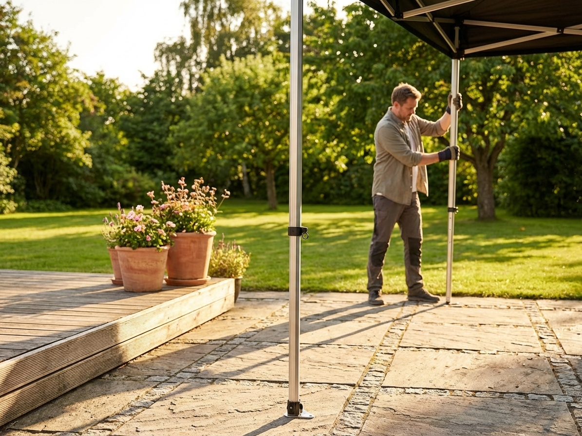 Adjustable aluminium corner leg in silver, suitable for indoor/outdoor use - view 3