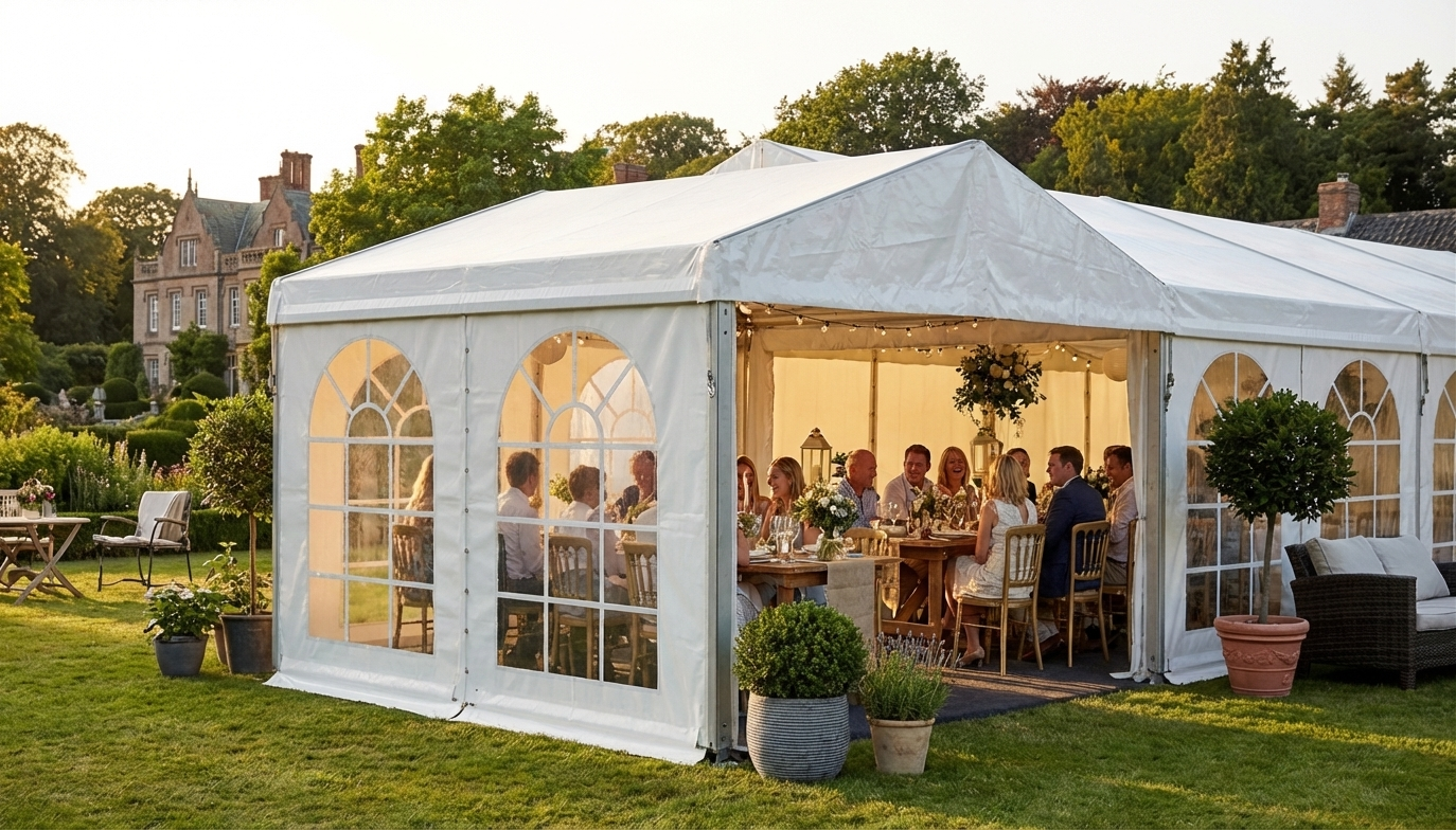 White marquee extension for events, 8x12 m - product detail