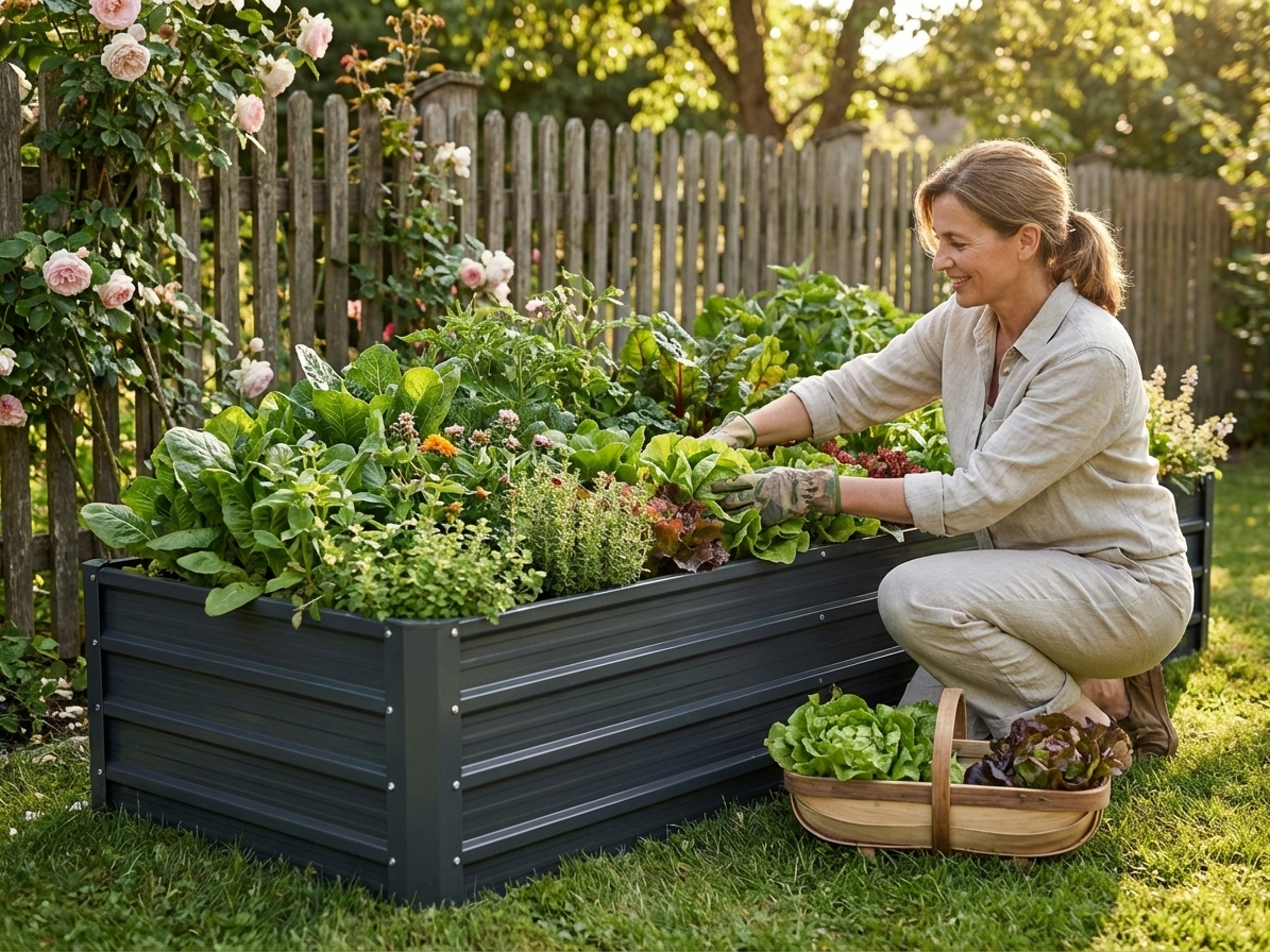 Raised garden bed made of galvanised steel in anthracite colour - view 3