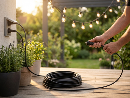 Black 5 m extension cord made of plastic - view 3