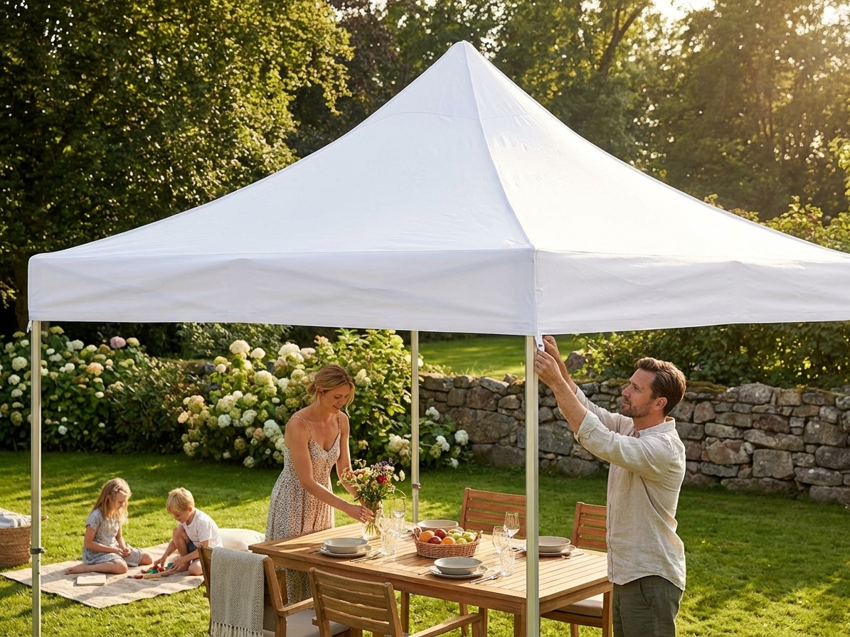 White gazebo roof cover, 3x6m, for outdoor use