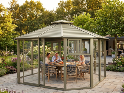 Octagonal gazebo in brass with aluminium frame, outdoor use - view 3