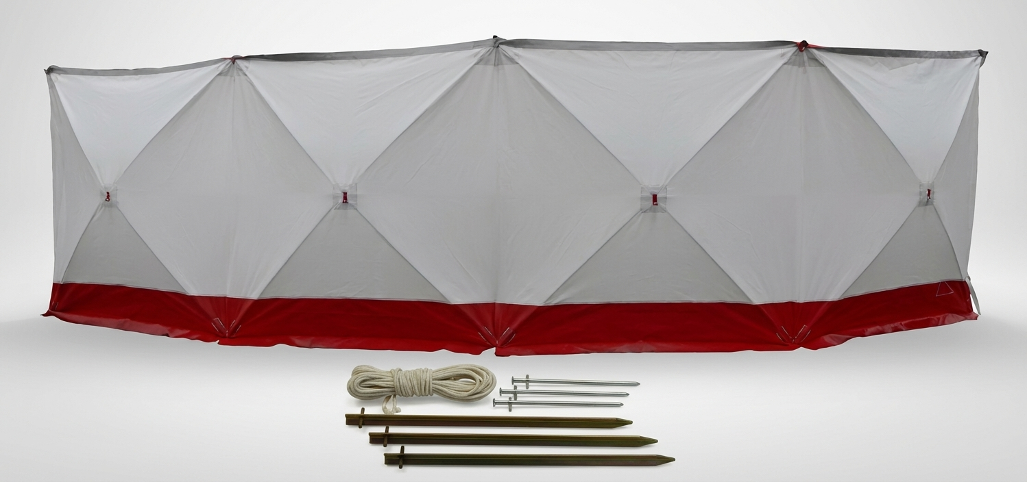 Safety screen in white and red, 7.2x1.8m for industrial use - product detail