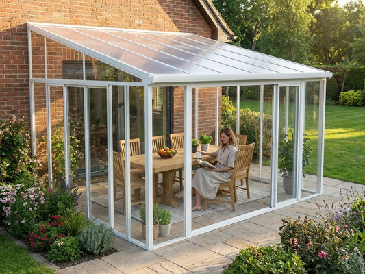 White Aluminium Conservatory 4x4.25 m with UV-resistant panels