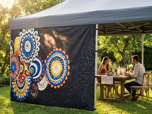 6m white printed sidewall made of Supertex Polyester for outdoor events