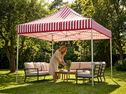 Pop up gazebo 3x3m white/red with aluminium frame - product detail