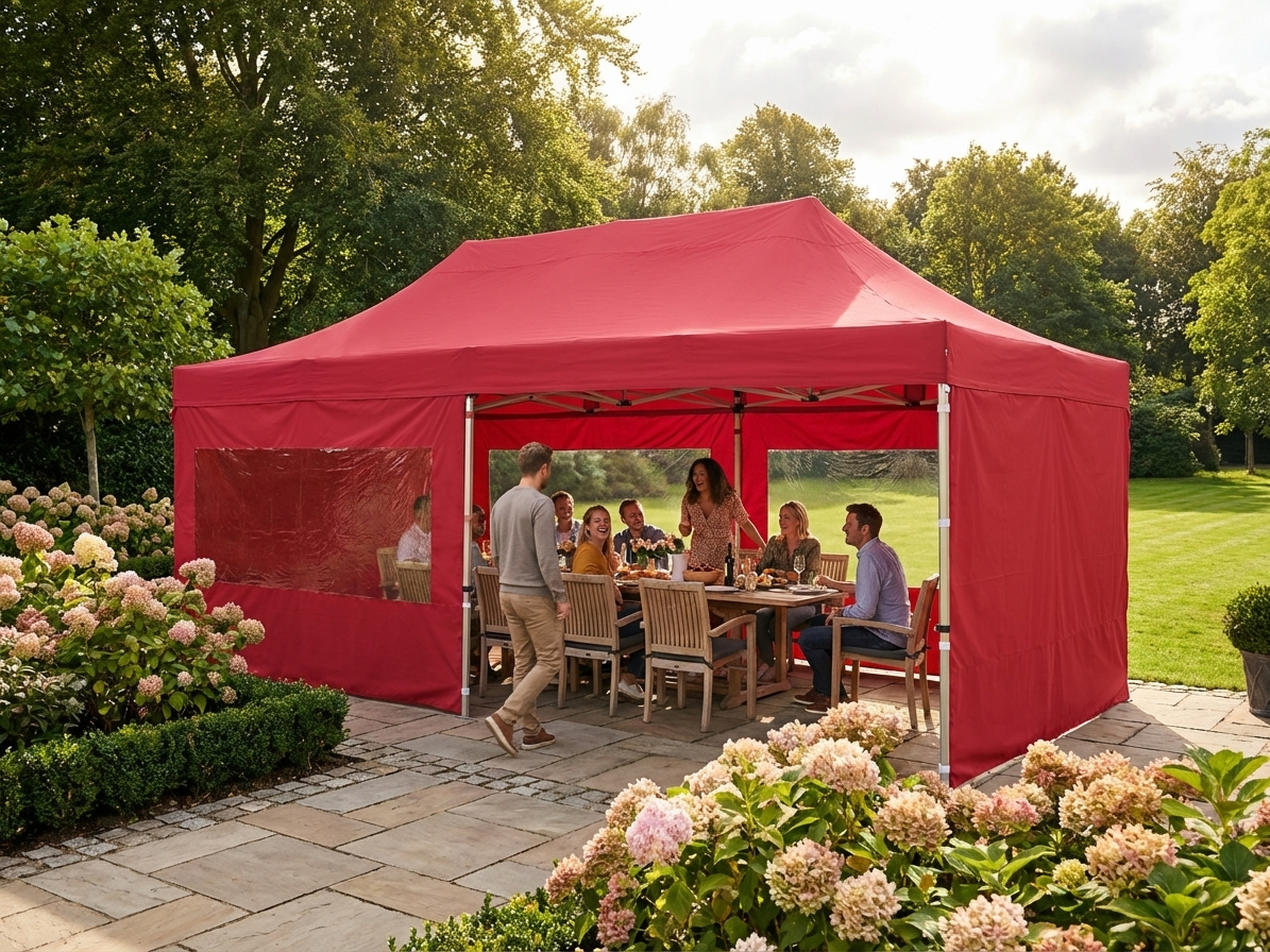 Red pop up gazebo 4x8m with aluminium frame for outdoor events - view 3