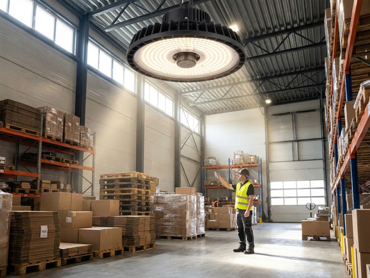 LED Industrial Fixture in Black with Aluminium and Polycarbonate construction