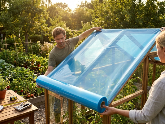 Transparent greenhouse film for garden use, 6x60m, UV-resistant